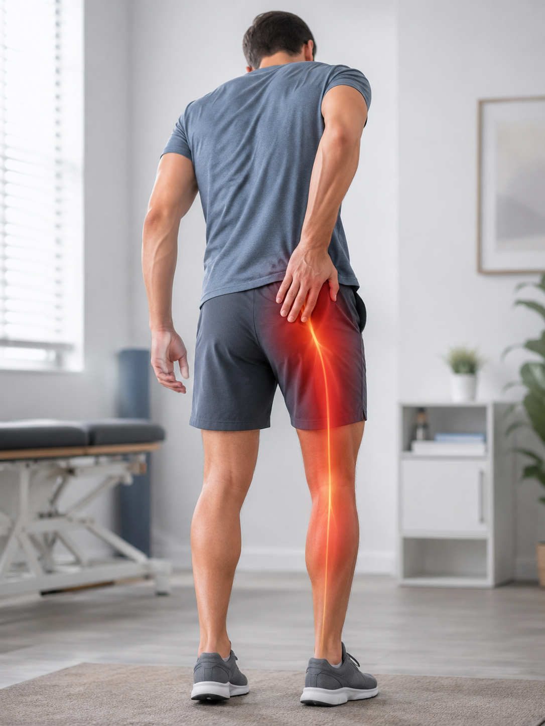 Douleur derrière la cuisse pouvant évoquer une sciatique ou une autre cause