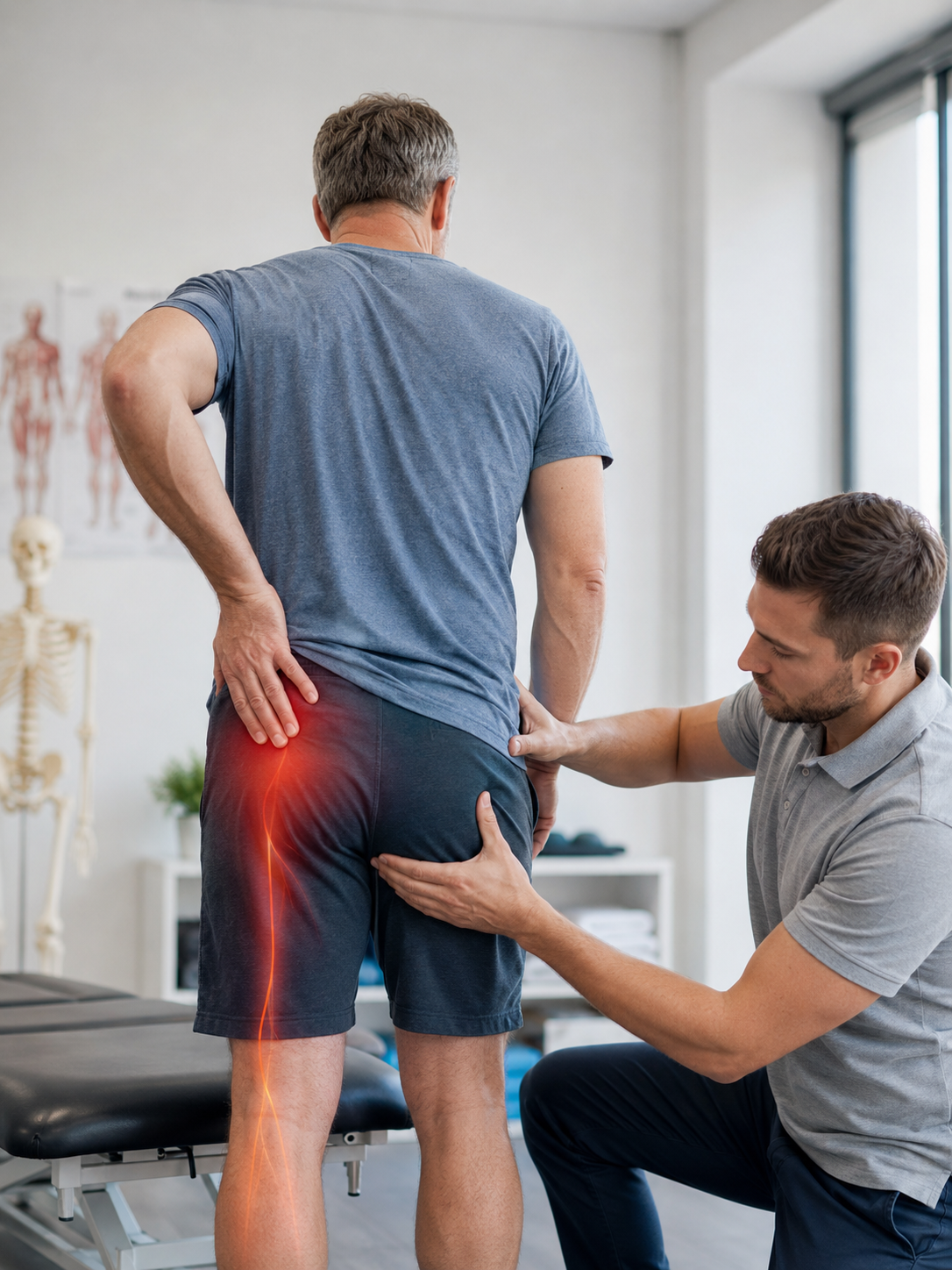 Évaluation d’une douleur dans la fesse pour distinguer sciatique et autres causes