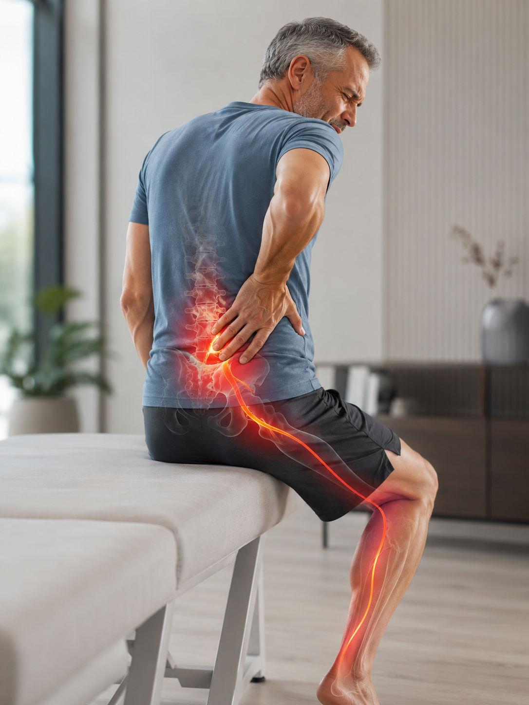 Sciatique associée à une arthrose lombaire avec douleur descendant dans la jambe