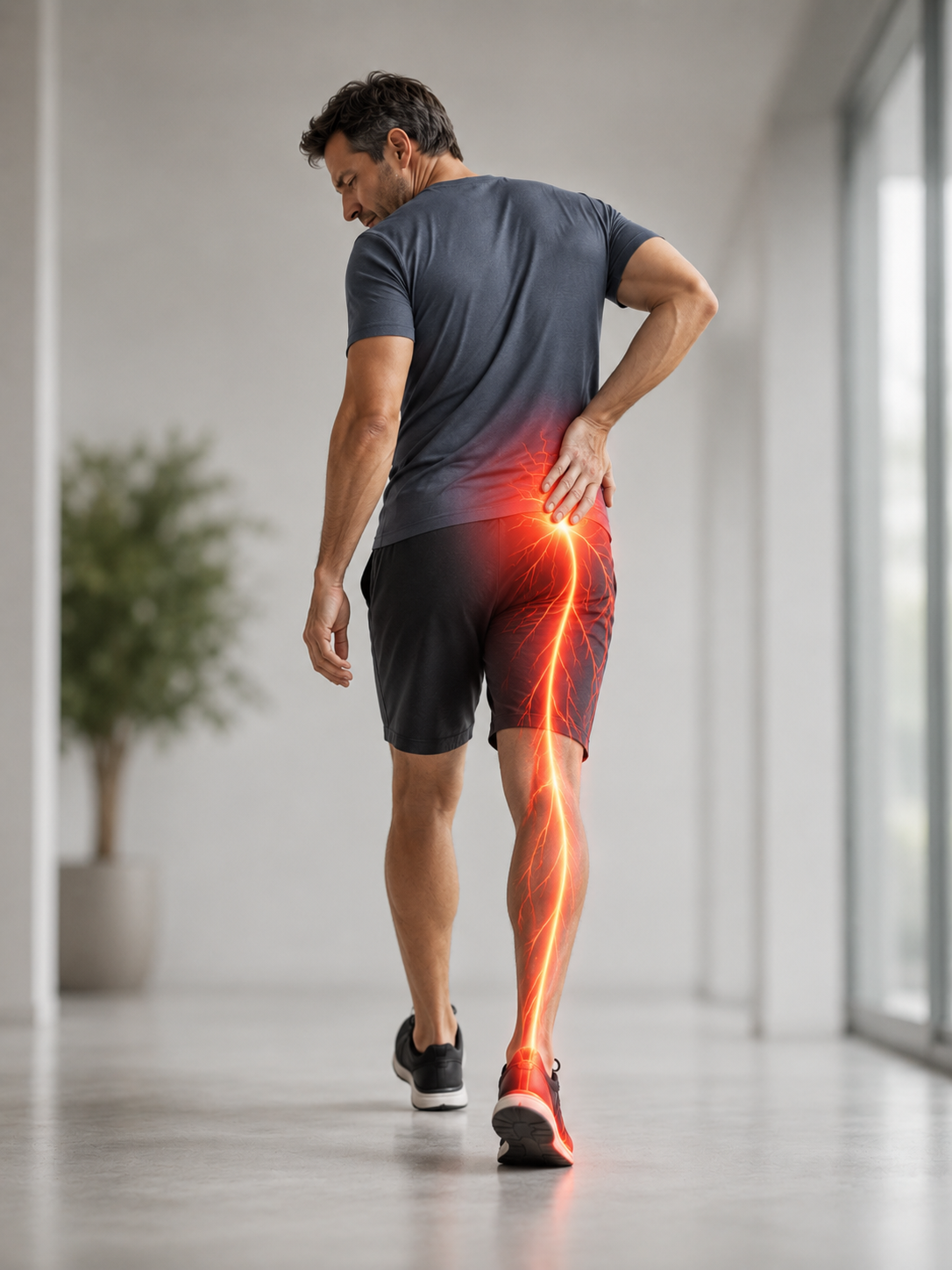 Sciatique et marche avec douleur descendant dans la jambe