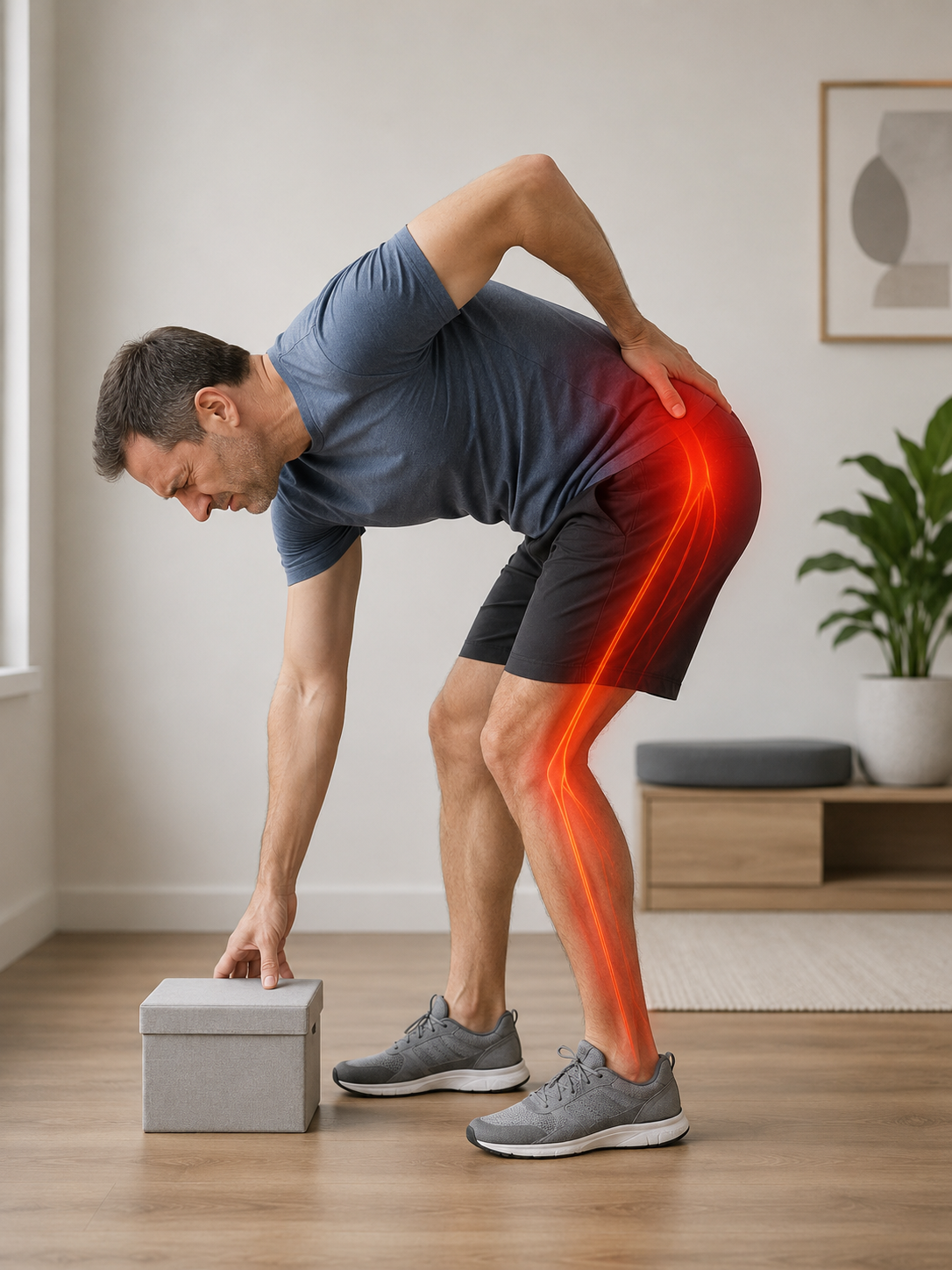 Flexion du tronc pouvant aggraver une douleur sciatique d’origine discale