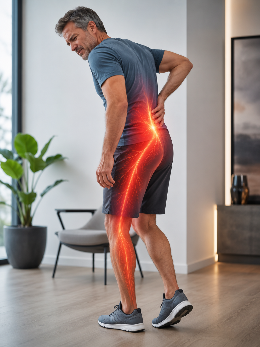 Sciatique associée à un pincement discal lombaire avec douleur descendant dans la jambe