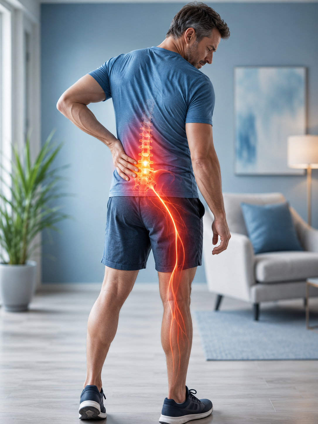 Sciatique liée à une sténose foraminale lombaire avec douleur descendant dans la jambe