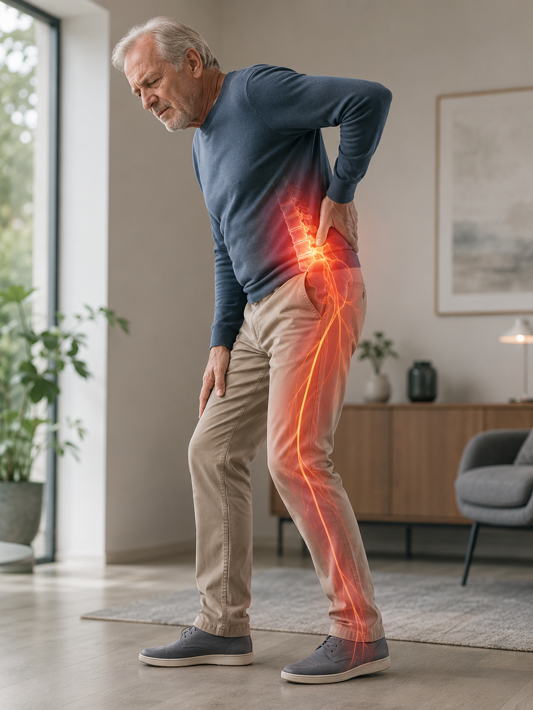 Sciatique associée à une sténose spinale lombaire avec douleur et lourdeur dans la jambe