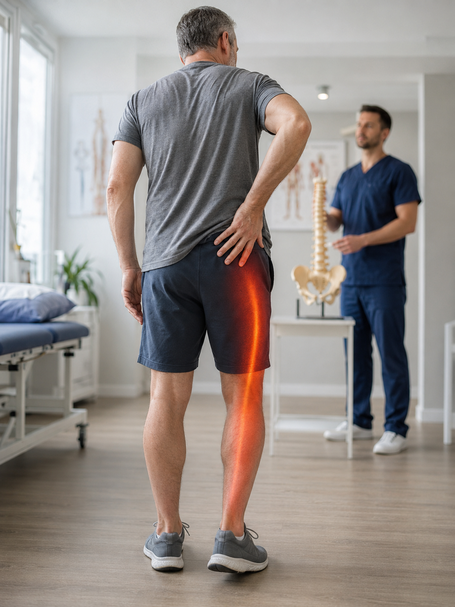 Can you have sciatica without a herniated disc? 1 Patient showing a pain trajectory from sciatica despite the absence of a confirmed herniated disc