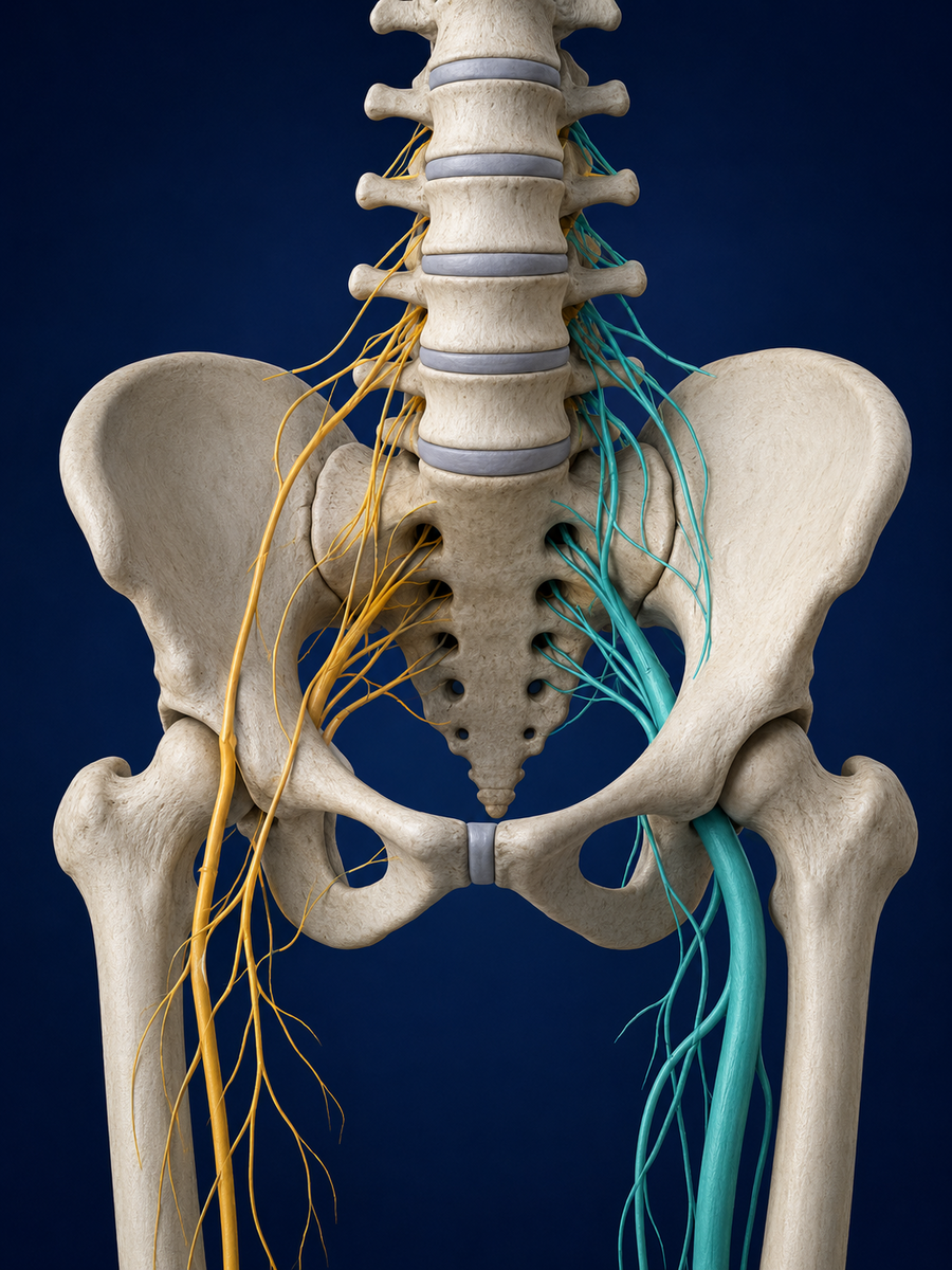 Sciatique ou cruralgie : différencier les racines L3-L4 de L5-S1 2 Anatomie comparative du plexus lombaire, du nerf fémoral et du nerf sciatique