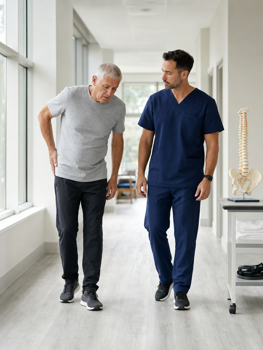 Can you have sciatica without a herniated disc? 2 Older patient evaluated during walking for symptoms compatible with lumbar stenosis