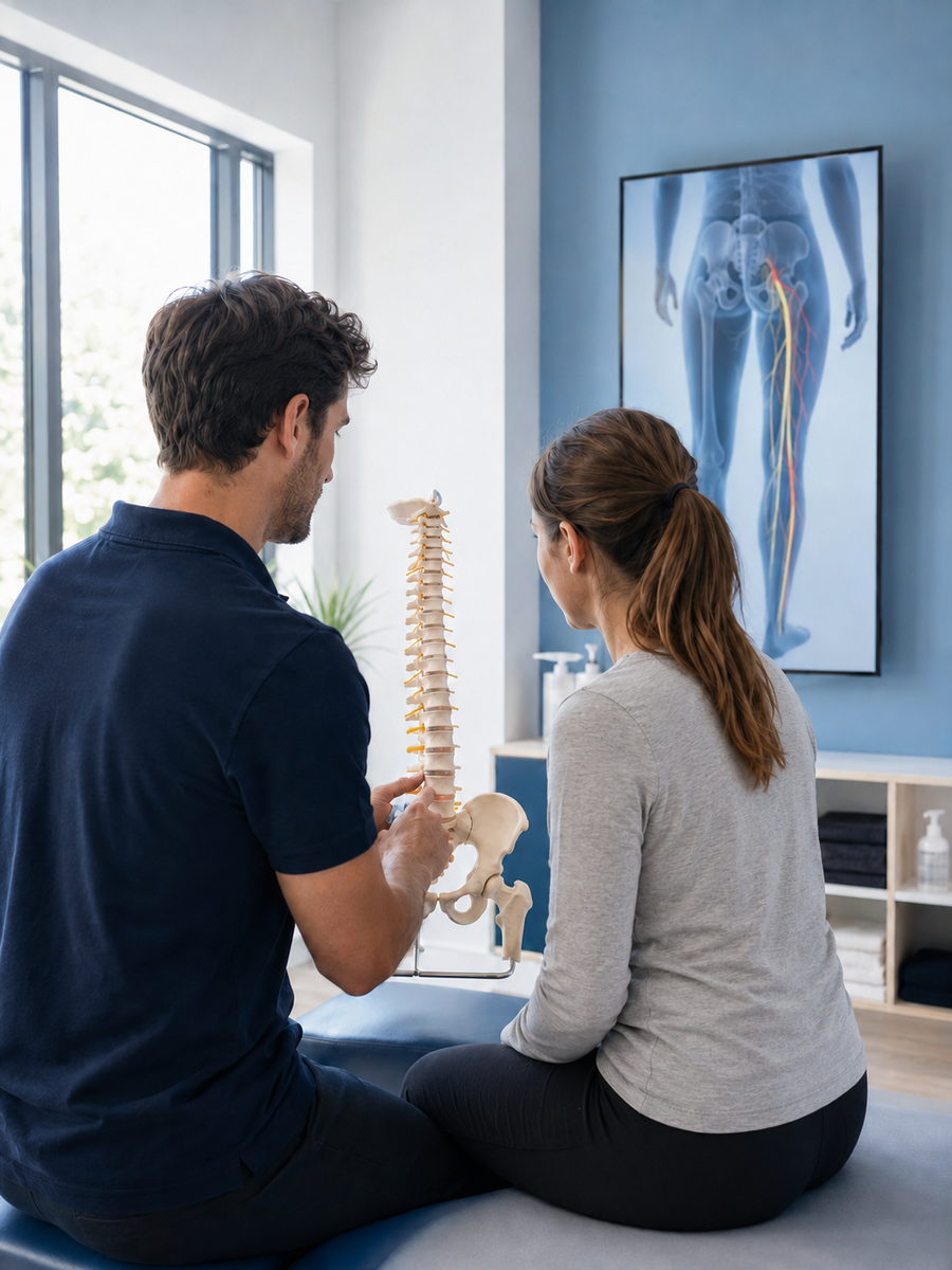 Douleur chronique 3 Évaluation personnalisée d’une douleur chronique avec modèle lombaire et trajet sciatique