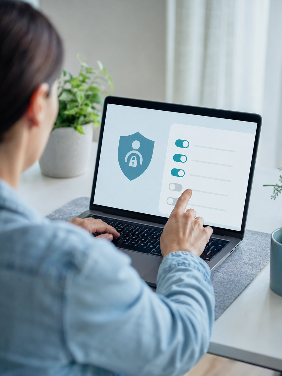 Politique de confidentialité 3 Personne réglant les préférences de témoins d’un site Web
