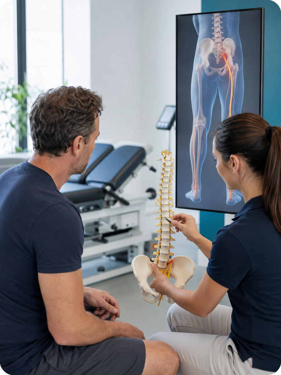 Décompression neurovertébrale 4 Évaluation du trajet du nerf sciatique avant une décompression neurovertébrale