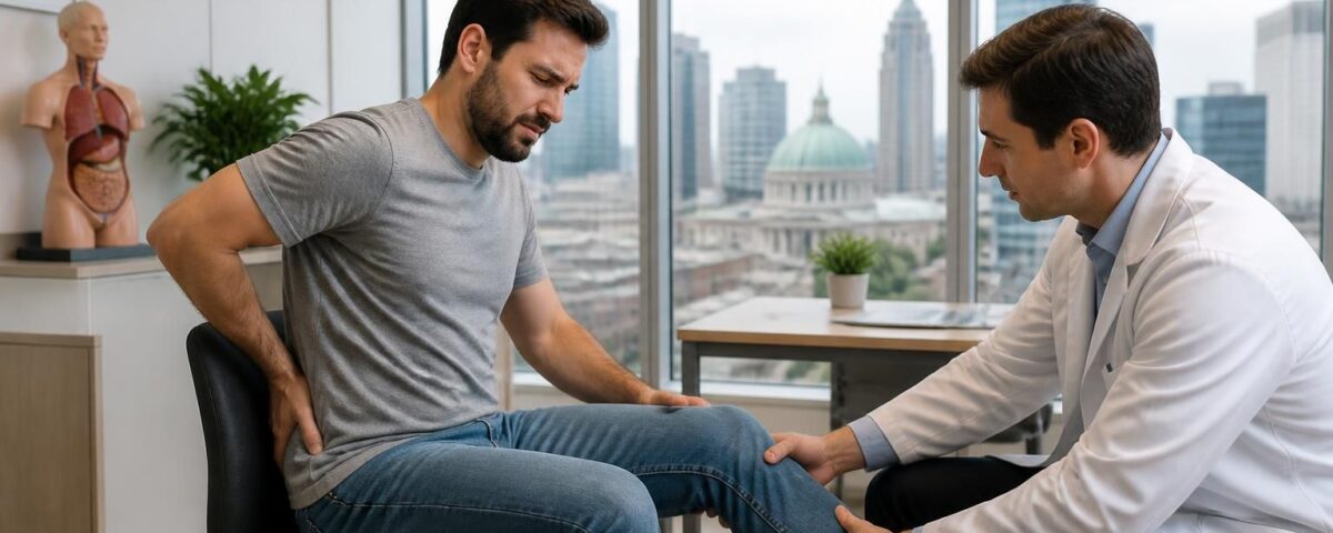Douleur dans la fesse et la jambe : consultation pour sciatique à Montréal 14 consultation spécialisée à montréal pour soulager la douleur dans la fesse et la jambe causée par la sciatique. diagnostic précis et traitements adaptés pour un meilleur confort.
