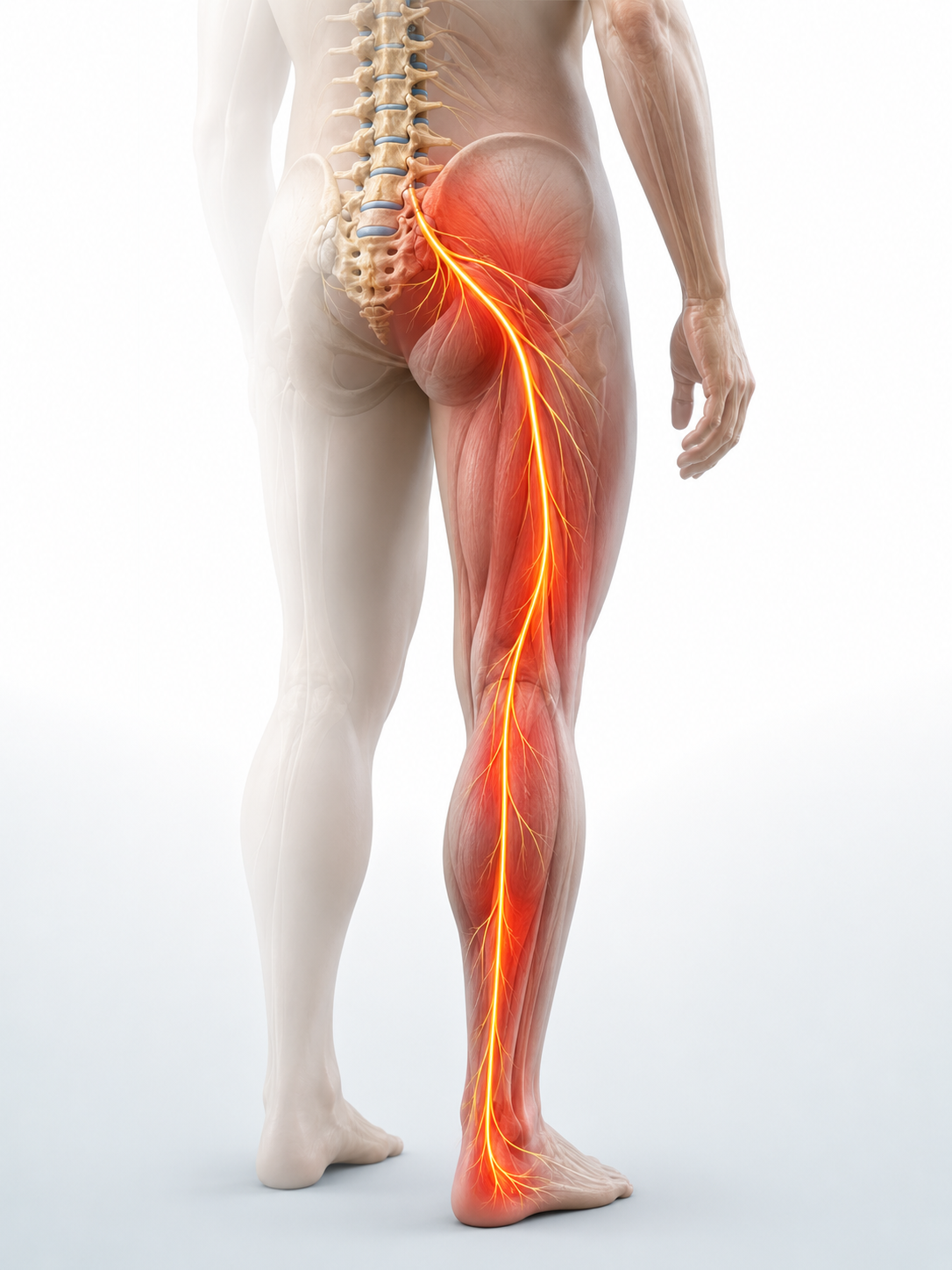Étirement du nerf sciatique pouvant augmenter la tension nerveuse dans la jambe