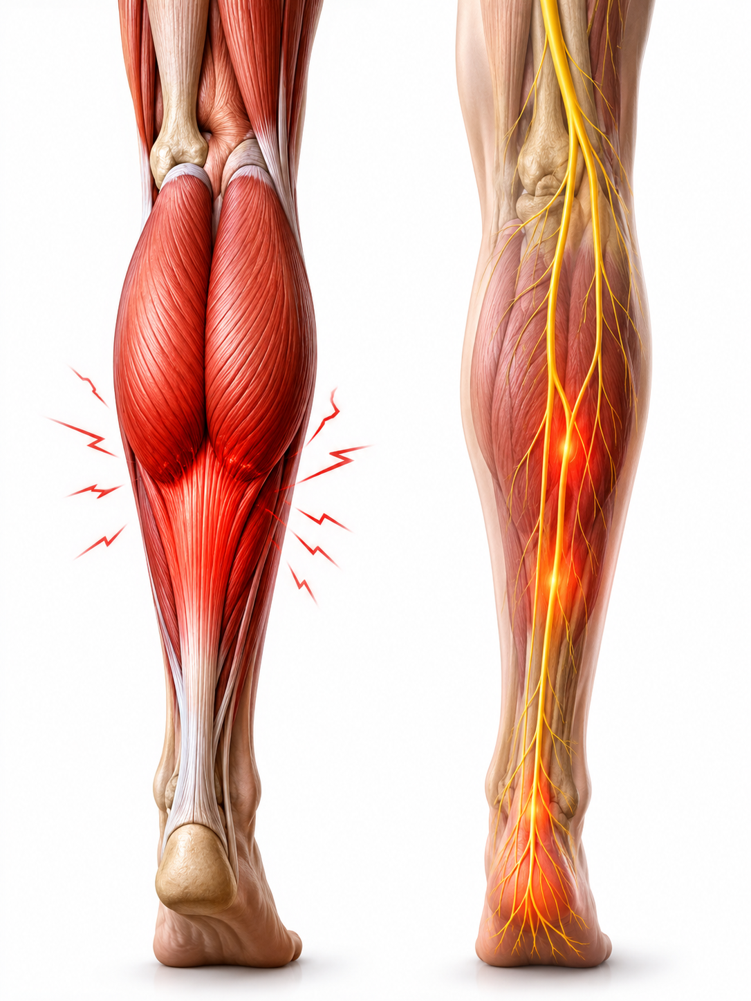 Sciatique ou crampe au mollet ? 2 Muscles du mollet et nerf sciatique pouvant causer une douleur au mollet