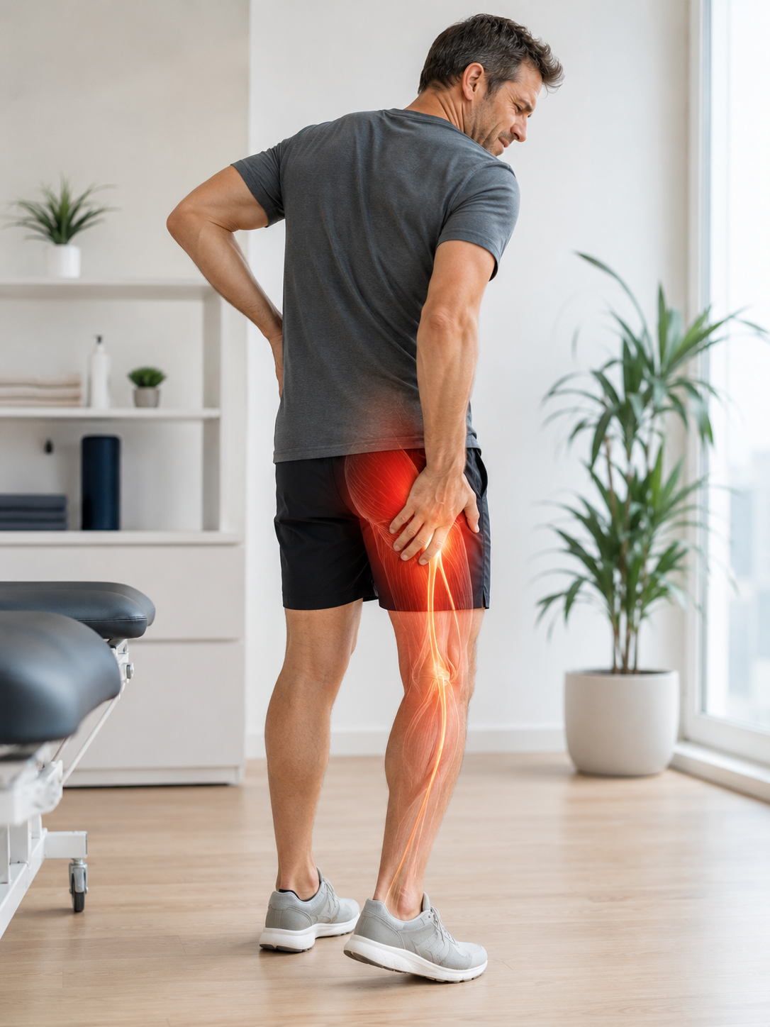Douleur musculaire dans la jambe pouvant être confondue avec une sciatique