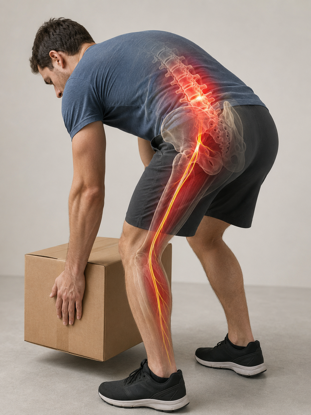 Mechanism of sciatica aggravated by lifting load