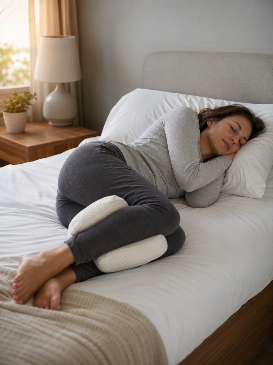 Score d’impact de la sciatique : mesurer vos limitations 4 Position latérale avec un coussin entre les genoux pour dormir avec une sciatique