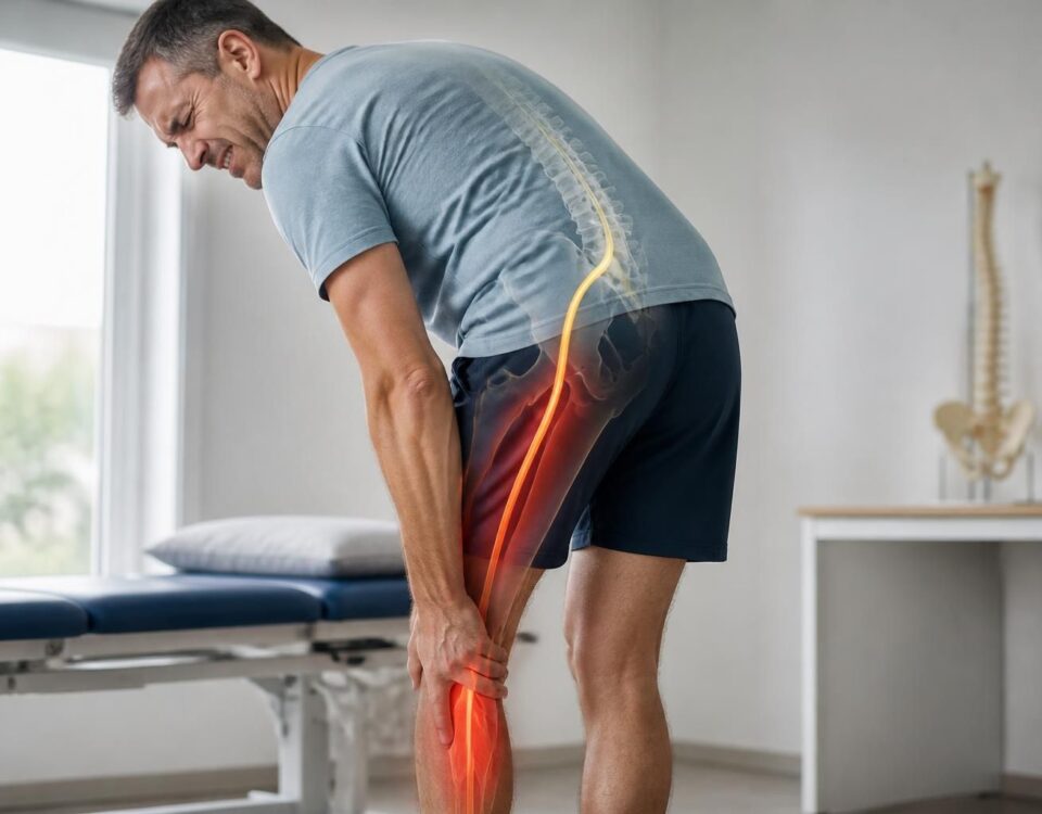 comprendre le lien entre une hernie discale et la douleur au mollet en explorant le trajet nerveux possible et les implications pour le diagnostic et le traitement.