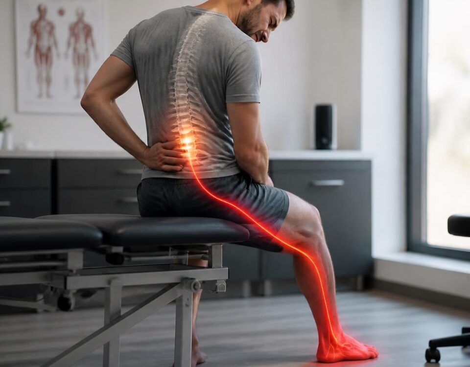 découvrez comment une irritation ou compression de la colonne lombaire peut provoquer une douleur irradiant jusqu'au pied, typique de la sciatique, et apprenez les solutions pour soulager cette douleur.