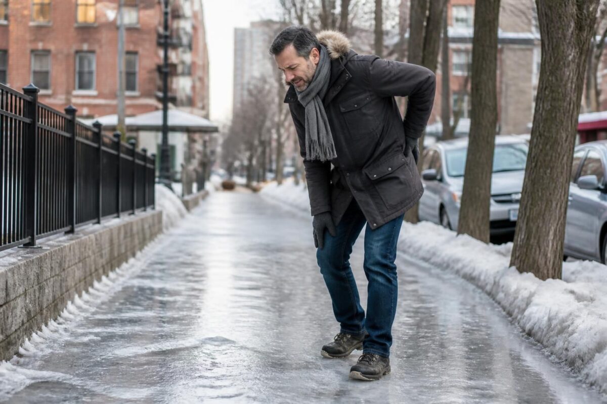 découvrez comment la marche sur trottoir glacé peut provoquer des tensions sciatiques et apprenez des techniques efficaces pour protéger vos muscles et prévenir la douleur.