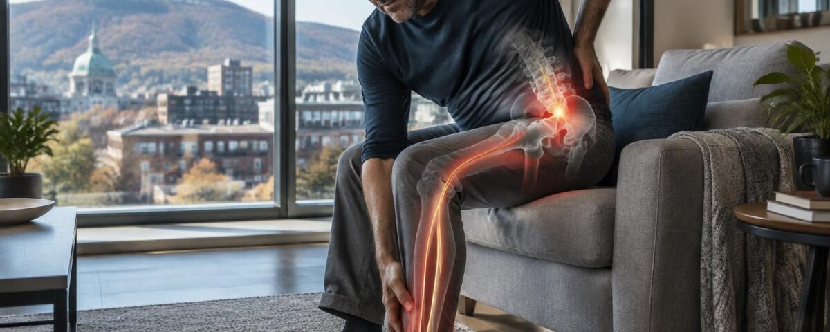 sciatique à montréal liée à une hernie l5-s1 : comprenez pourquoi la douleur descend jusqu’au pied et découvrez les options pour la soulager.