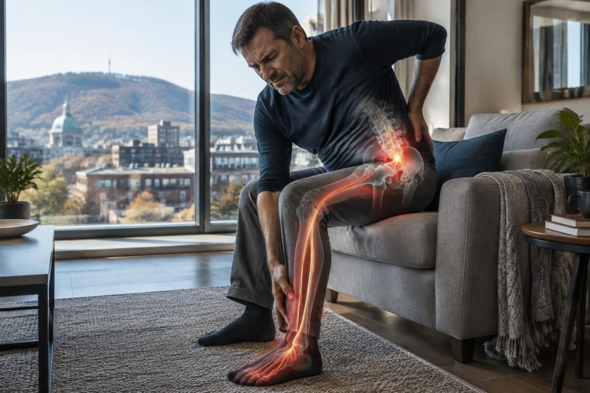 sciatique à montréal liée à une hernie l5-s1 : comprenez pourquoi la douleur descend jusqu’au pied et découvrez les options pour la soulager.